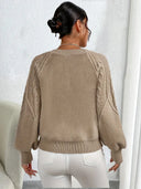 Essential Cable Knit Balloon Sleeve Sweater