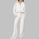 Refined Half Zip Wide Leg Lounge Set