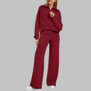 Refined Half Zip Wide Leg Lounge Set