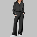 Refined Half Zip Wide Leg Lounge Set