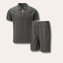 Waffle Zip-Up Short Set