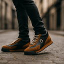 Grained Mixed-Media Statement Platform Sneaker