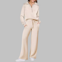 Refined Half Zip Wide Leg Lounge Set