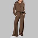 Refined Half Zip Wide Leg Lounge Set