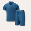 Waffle Zip-Up Short Set