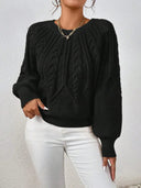 Essential Cable Knit Balloon Sleeve Sweater
