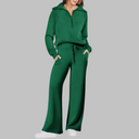Refined Half Zip Wide Leg Lounge Set