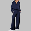 Refined Half Zip Wide Leg Lounge Set
