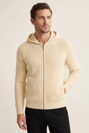 Ribbed Merino Zip Hoodie