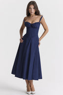 Refined Lace-Up Corset Midi Dress