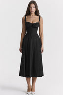 Refined Lace-Up Corset Midi Dress
