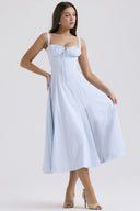 Refined Lace-Up Corset Midi Dress