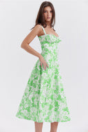 Refined Lace-Up Corset Midi Dress
