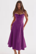 Refined Lace-Up Corset Midi Dress