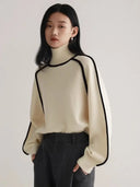 Defined Contrast Seam Turtleneck