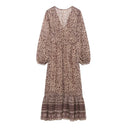 Stacked Printed V-Neck Midi Dress
