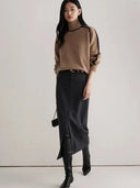 Defined Contrast Seam Turtleneck