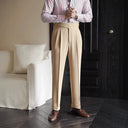 Classic Pleated Plaid Pants