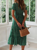 Flower Print Puff Sleeve Dress