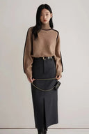 Defined Contrast Seam Turtleneck