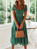 Flower Print Puff Sleeve Dress