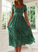 Flower Print Puff Sleeve Dress
