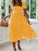Flower Print Puff Sleeve Dress