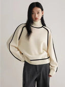 Defined Contrast Seam Turtleneck