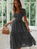 Flower Print Puff Sleeve Dress