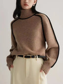 Defined Contrast Seam Turtleneck