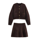 Gold Button Knitted Suit