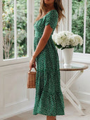 Flower Print Puff Sleeve Dress