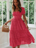 Flower Print Puff Sleeve Dress