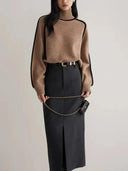 Defined Contrast Seam Turtleneck