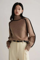 Defined Contrast Seam Turtleneck