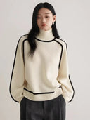 Defined Contrast Seam Turtleneck