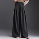 Defined High Waist Wool Wide Leg Trouser