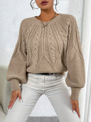 Essential Cable Knit Balloon Sleeve Sweater